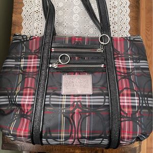 Used Coach plaid signature C multicolor Polyester shoulder bag